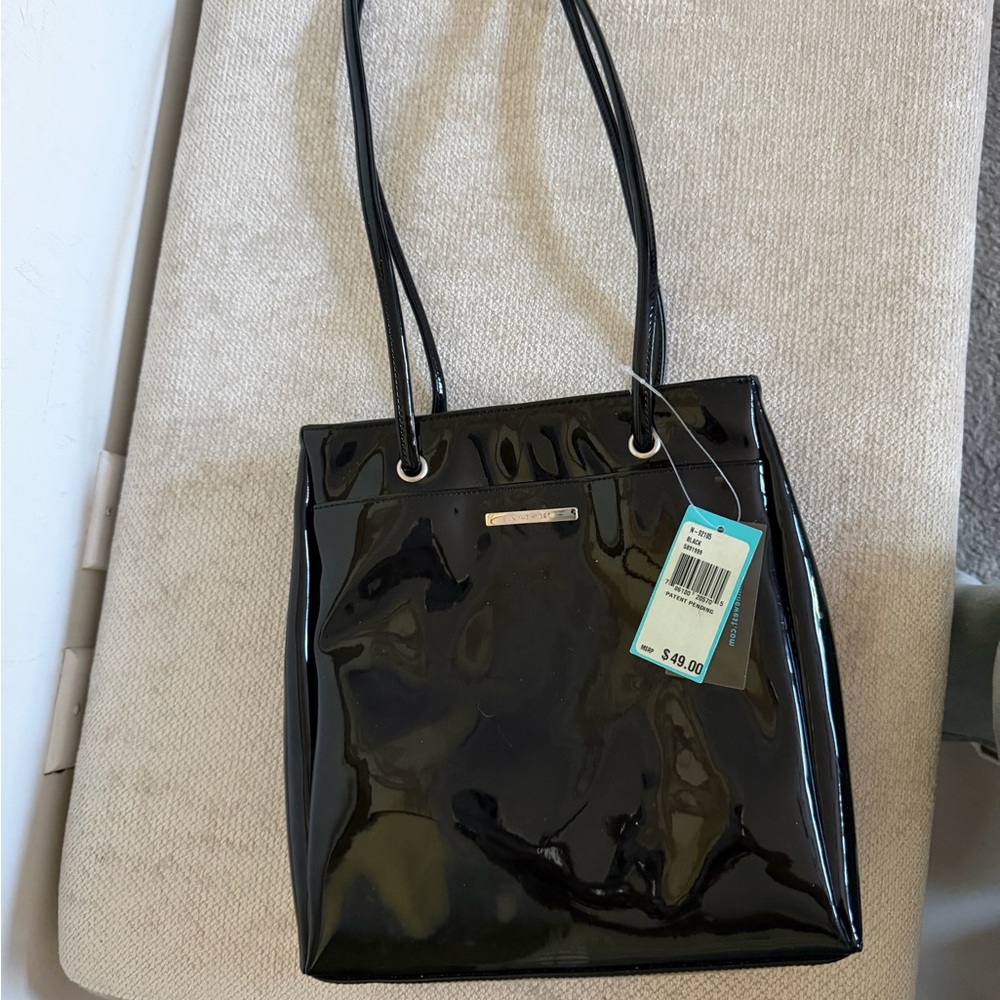 Elegant Black Patent Leather Tote Bag